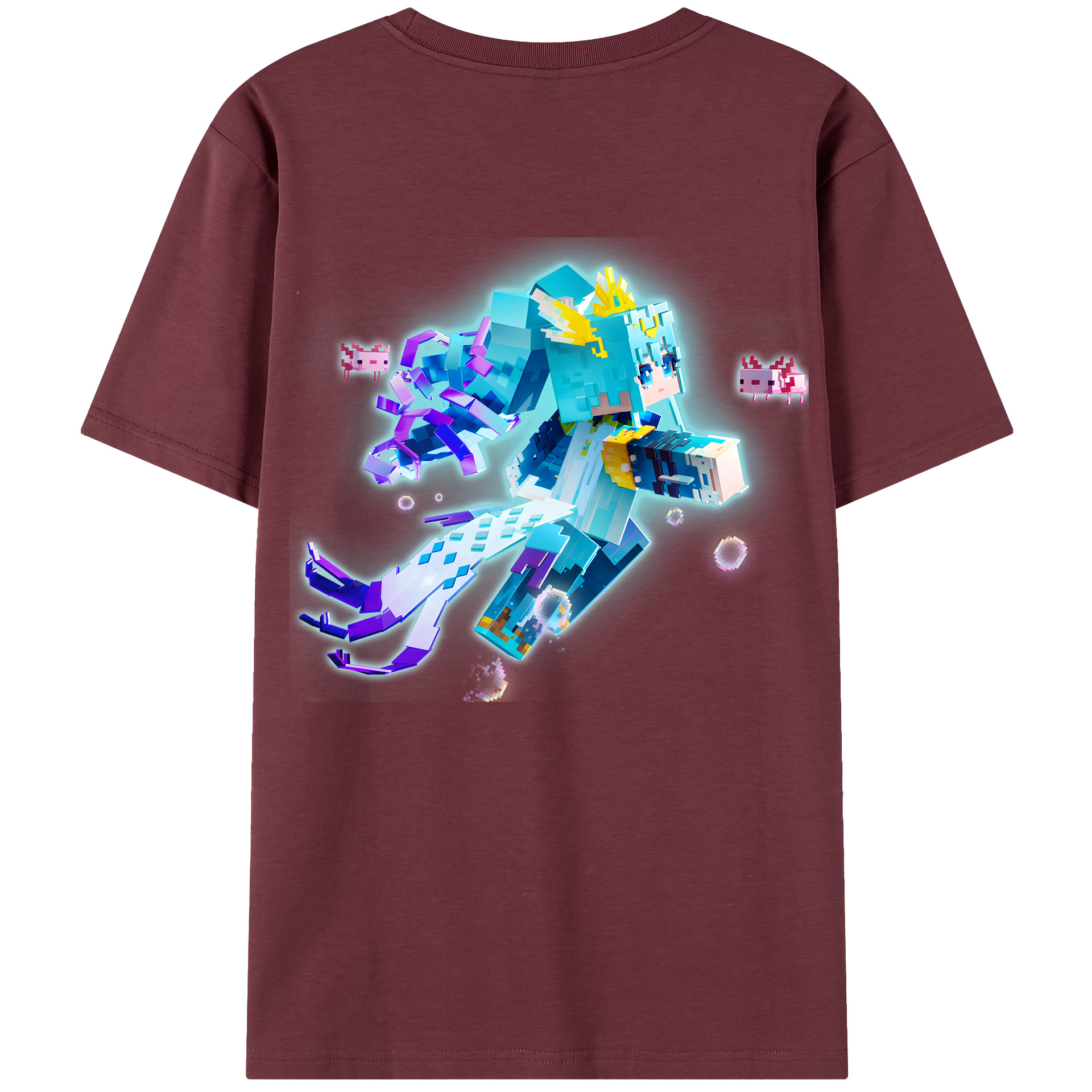 （画像用） マインクラフト ブロックの世界 Minecraft MC Block world 綿100％半袖Tシャツ（背面プリント）